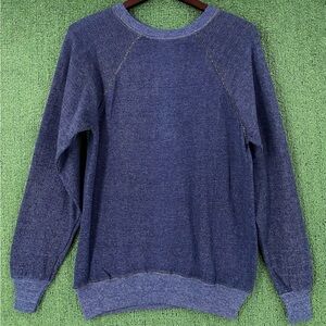 VTG 80’s Pannill Denim Patterned Blank Raglan Sweatshirt Men’s SZ Small USA Made